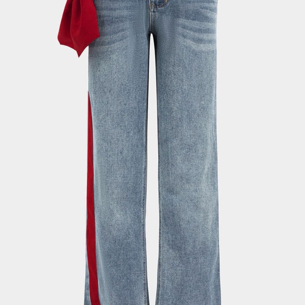 Women's Jeans with Red Bow Detail